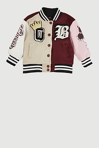 Baby Girls 12-24M Queen Graphic Color Block Varsity Jacket