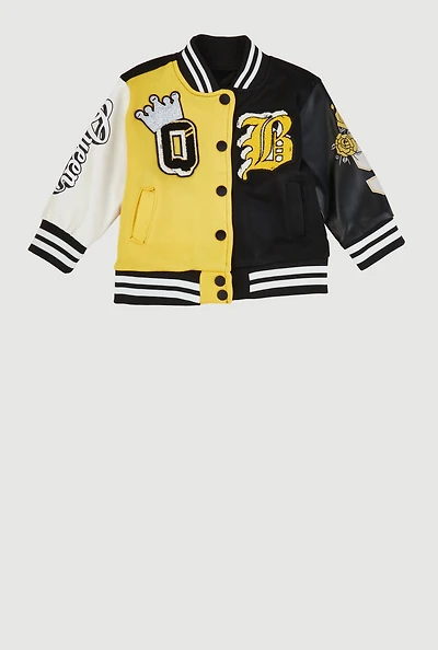 Baby Girls 12-24M Queen Graphic Color Block Varsity Jacket