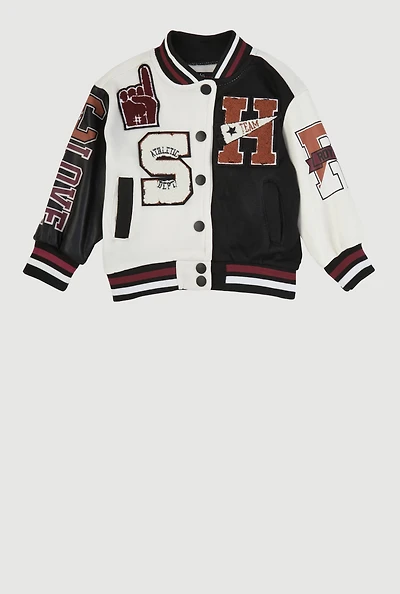 Baby Girls 12-24M Color Block Graphic Varsity Jacket,