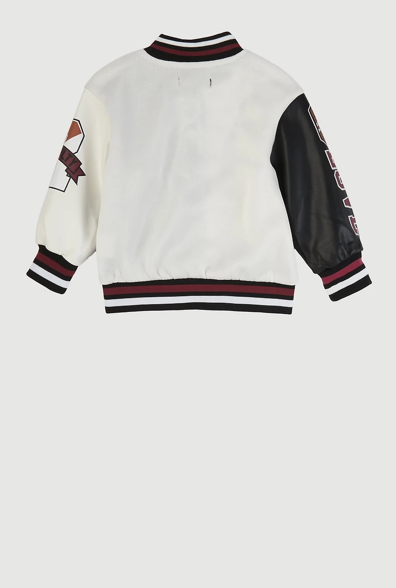 Baby Girls 12-24M Color Block Graphic Varsity Jacket