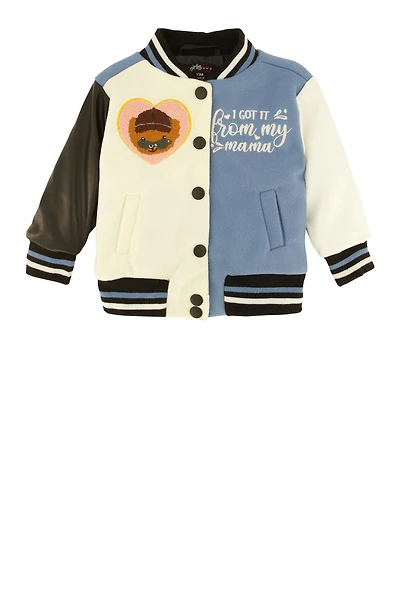Baby Girls 12-24M From My Mama Chenille Graphic Varsity Jacket, Multi, Size 12M