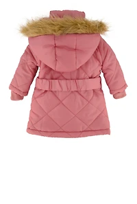 Baby Girls 12-24M Belted Long Puffer Jacket