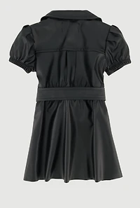 Baby Girls 0-9M Faux Leather Shirt Dress with Bubble Shorts, Black, Size 6-9M