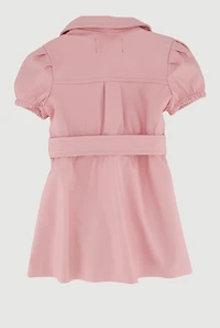 Baby Girls 0-9M Faux Leather Shirt Dress with Bubble Shorts, Pink, Size 3-6M