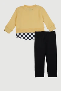 Baby Girls 0-9M Love Graphic Layered Sweatshirt and Leggings, Yellow, Size 0-6M