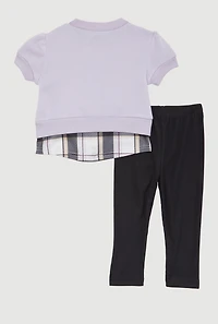 Baby Girls 0-9M Cool Girl Graphic Layered Look Sweatshirt and Pants, Multi, Size 0-6M