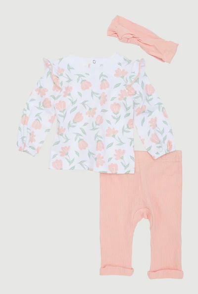 Baby Girls 0-9M Floral Ruffle Top and Pants Set, Multi,