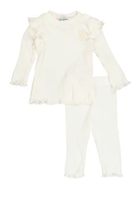 Baby Girls 0-9M Rib Knit Long Sleeve Top and Leggings