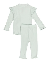 Baby Girls 0-9M Lettuce Edge Blouse and Leggings, Green, Size 6-9M