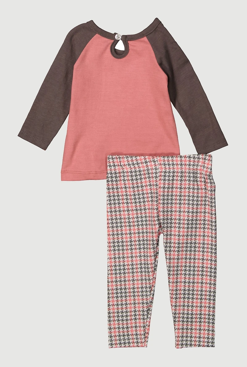 Baby Girls 0-9M Bear Hug Graphic Tee and Leggings, Pink, Size 3-6M