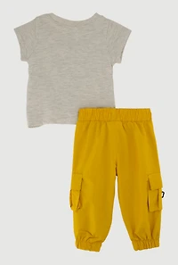 Baby Girls 0-9M Just A Girl Graphic Top and Cargo Joggers, Multi, Size 6-9M