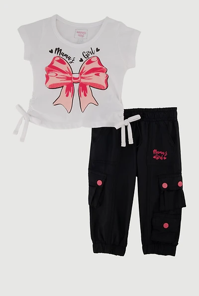 Baby Girls 0-9M Mamas Girl Graphic Tee and Cargo Joggers, Multi, Size 0-3M