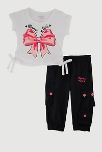 Baby Girls 0-9M Mamas Girl Graphic Tee and Cargo Joggers, Multi, Size 0-3M