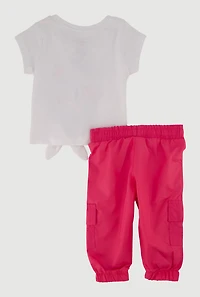 Baby Girls 0-9M Pretty Girl Graphic Tee and Cargo Joggers, Pink, Size 3-6M