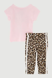 Baby Girl Animal Print 2-Piece Set Casual Slim Leggings, Multi, Size 0-3M