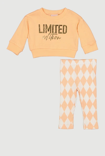 Baby Girls 0-9M Limited Edition Foil Screen Sweatshirt and Leggings