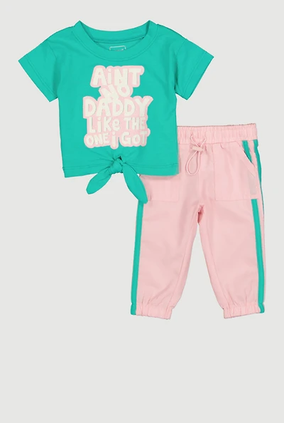 Baby Girls 0-9M Aint No Daddy Graphic Tee and Drawstring Joggers