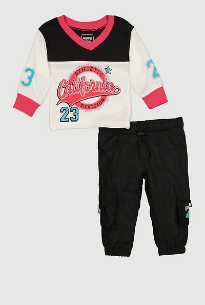 Baby Girls 0-9M Athletic California Graphic Tee and Cargo Joggers