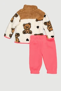Baby Girls 0-9M Teddy Bear Graphic Jacket and Sweatpants