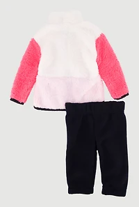 Baby Girls 0-9M Color Block Sherpa Jacket and Sweatpants