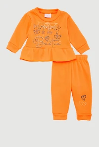 Baby Girls 0-9M Mommy Is My Bestie Sweatshirt and Sweatpants, 0-3M