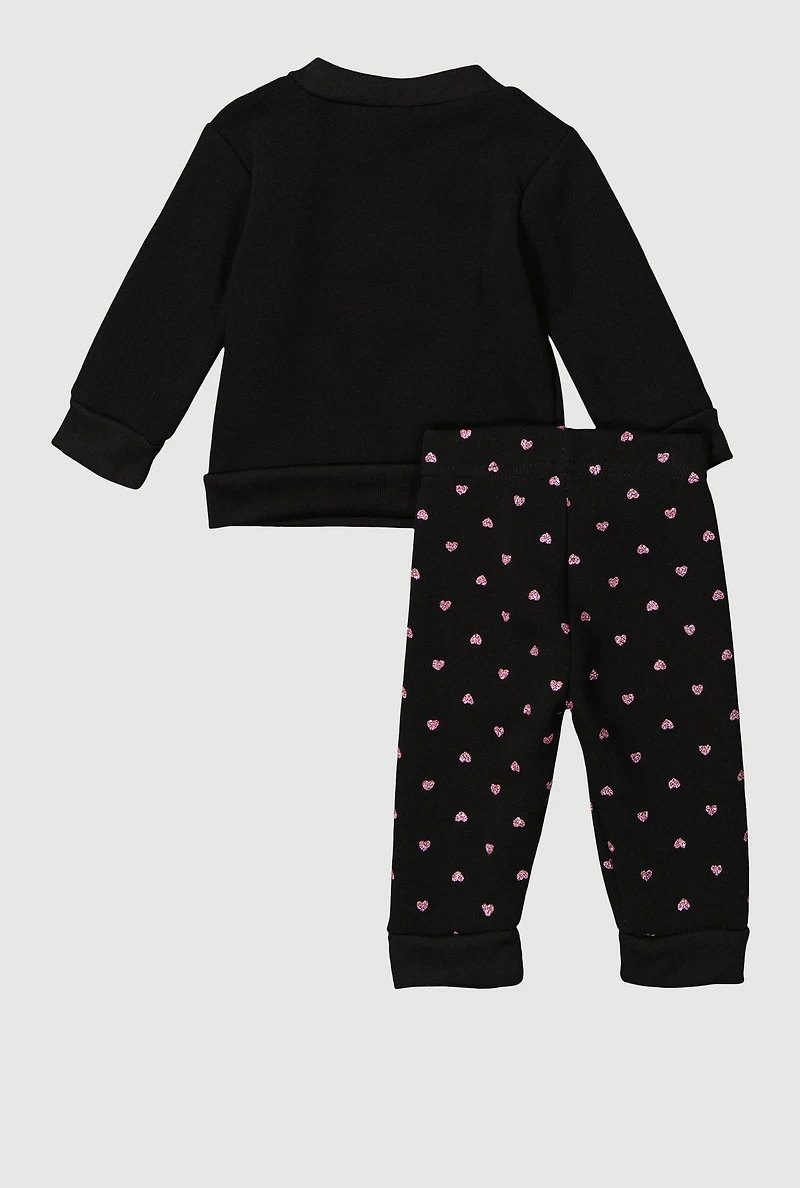 Baby Girls 0-9M Love Graphic Sweatshirt and Sweatpants,