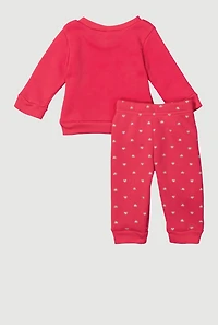 Baby Girls 0-9M Love Graphic Sweatshirt and Sweatpants, Pink, Size 6-9M