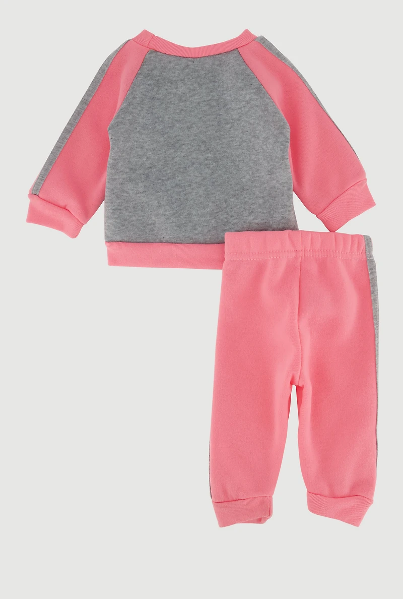 Baby Girls 0-9M Cool To Be Kind Sweatshirt and Joggers Set, Pink,
