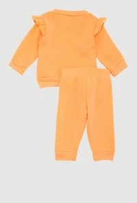 Baby Girls 0-9M Team Cute Graphic Sweatshirt and Sweatpants, Orange, Size 3-6M