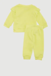 Baby Girls 0-9M Team Cute Graphic Sweatshirt and Sweatpants, Yellow, Size 3-6M