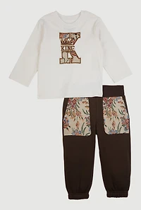 Baby Boys 12-24M King Graphic Tee and Sweatpants, Brown, Size 24M