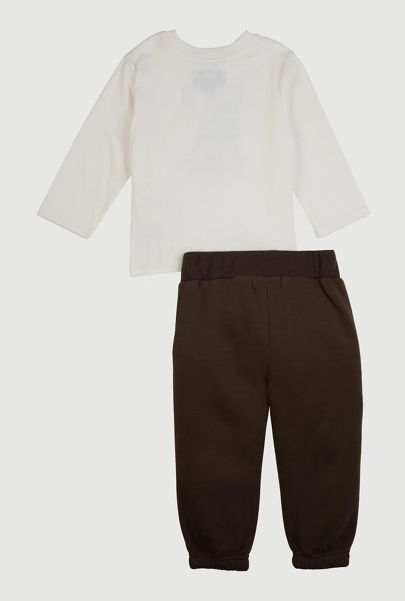 Baby Boys 12-24M King Graphic Tee and Sweatpants, Brown,