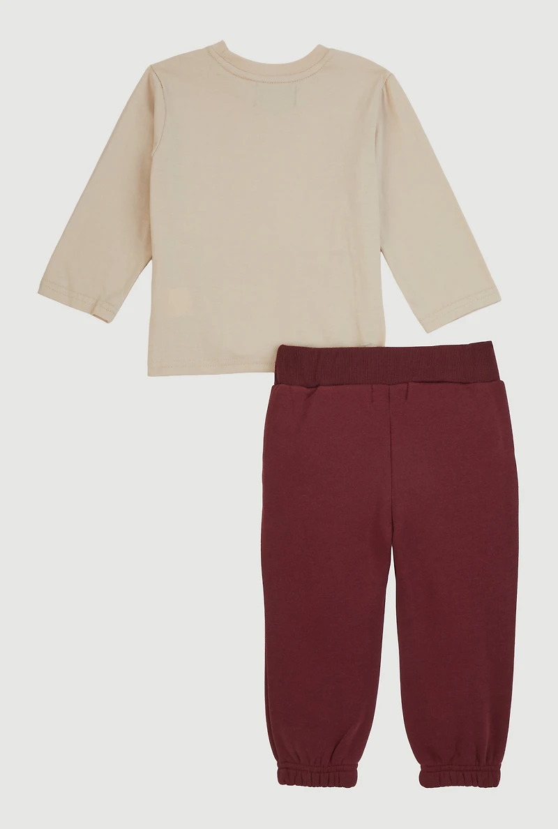 Baby Boys 12-24M Fresh Bear Graphic Tee and Sweatpants, Red, Size 24M