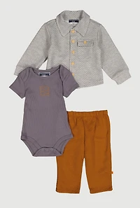 Baby Boys 12-24M Quilted Shirt and Pants with Bodysuit