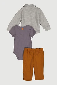 Baby Boys 12-24M Quilted Shirt and Pants with Bodysuit