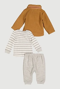 Baby Boys 12-24M Sherpa Shirt and Striped Top with Sweatpants