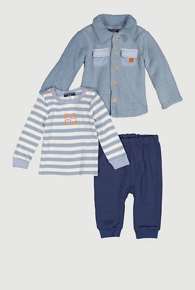 Baby Boys 12-24M Sherpa Shirt with Top and Quilted Joggers