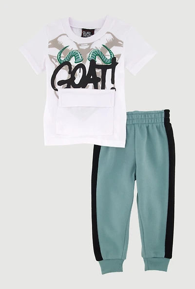 Baby Boys 12-24M GOAT Graphic Tee and Color Blocked Joggers, Multi,