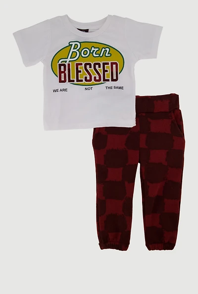 Baby Boys 12-24M Born Blessed Tee and Sweatpants Set, White, Size 24M