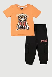 Baby Boys 12-24M Stay Fresh Bear Graphic Tee and Joggers