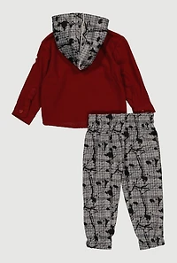 Baby Boys 12-24M Graphic Hooded Shirt and Sweatpants, Burgundy,