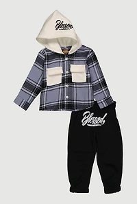 Baby Boys 12-24M Blessed Hooded Plaid Flannel Top and Joggers