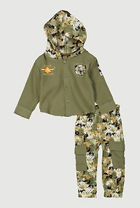 Baby Boys 12-24M Hooded Camouflage Shirt and Joggers Set