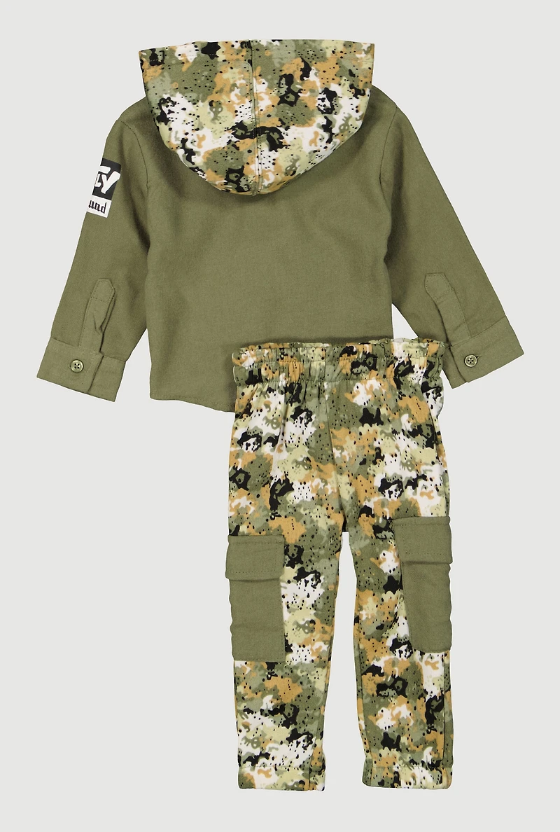 Baby Boys 12-24M Hooded Camouflage Shirt and Joggers Set