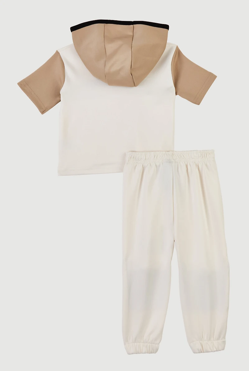 Baby Boys 12-24M Exclusive Graphic Hooded Top and Joggers, Beige, Size 12M