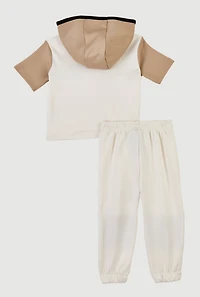 Baby Boys 12-24M Exclusive Graphic Hooded Top and Joggers, Beige, Size 12M