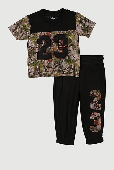 Baby Boys 12-24M Camo 23 Goat Graphic Tee and Sweatpants, Multi, Size 12M
