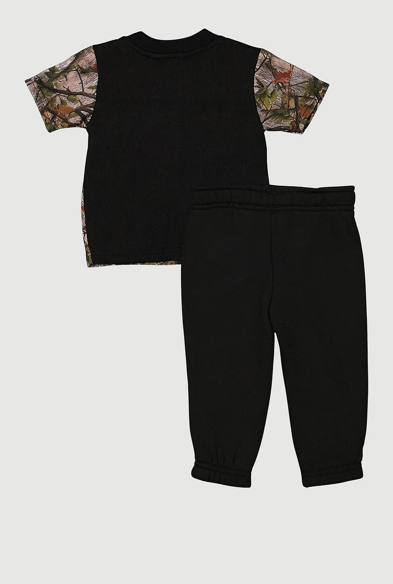 Baby Boys 12-24M Camo 23 Goat Graphic Tee and Sweatpants, Multi, Size 18M