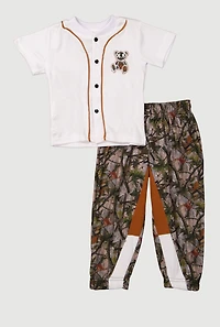 Baby Boys 12-24M Bear Jersey Mesh Shirt and Sweatpants