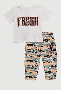 Baby Boys 12-24M Fresh Graphic Tee and Camo Sweatpants, Multi, Size 24M